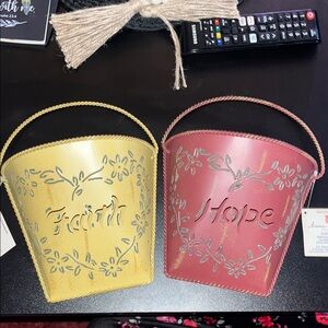 Mustard Yellow and burgandy Decorative HOME INTERIOR WALL Buckets